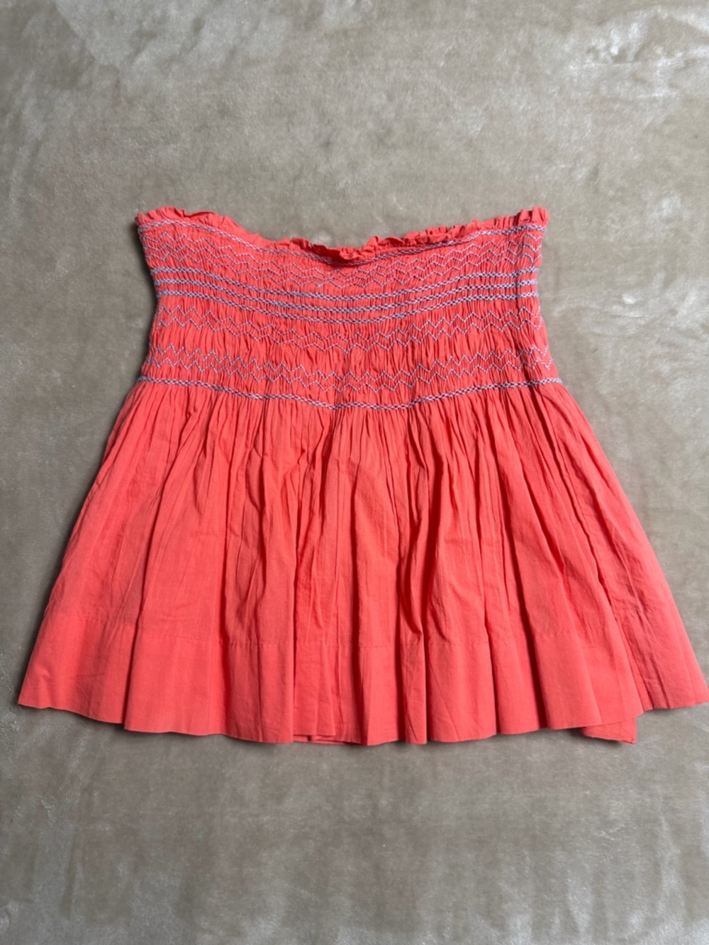 Gretchen Scott Ceres Mini Skirt Smocked Coral Cotton Size Meidum NWT